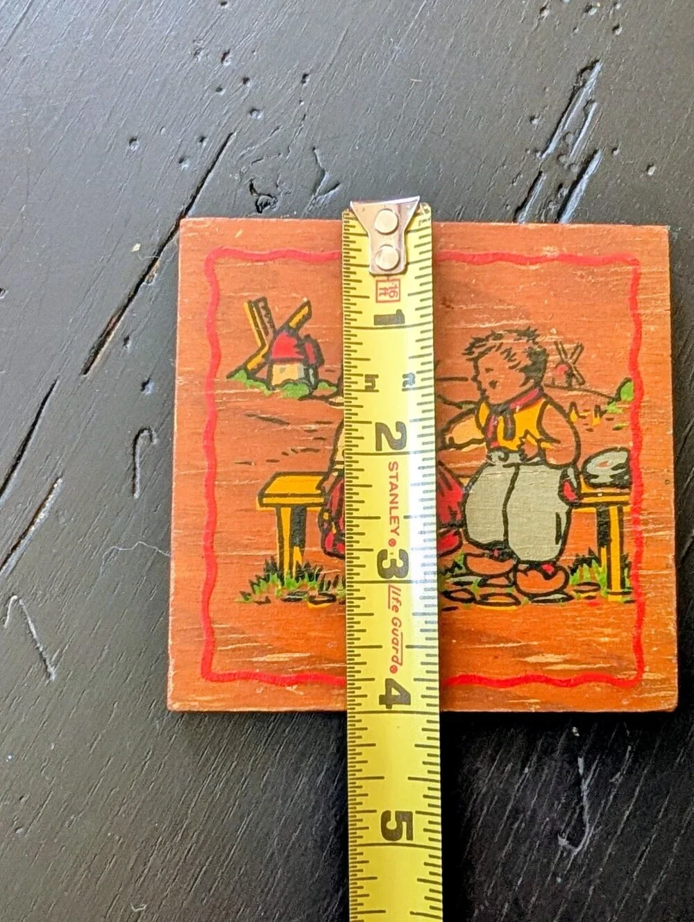 Vintage Traditional Dutch Children Wooden Wall Plaque Folk Art Cottagecore 4